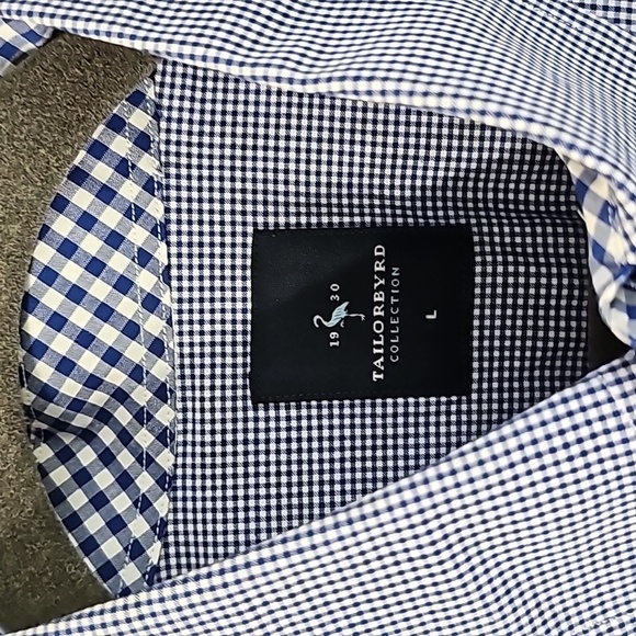 TAILORBYRD, MENS DRESS SHIRT. SIZE LARGE.   CONTRAST‎ NECK, COLAR. BLUE WHITE - Picture 2 of 12